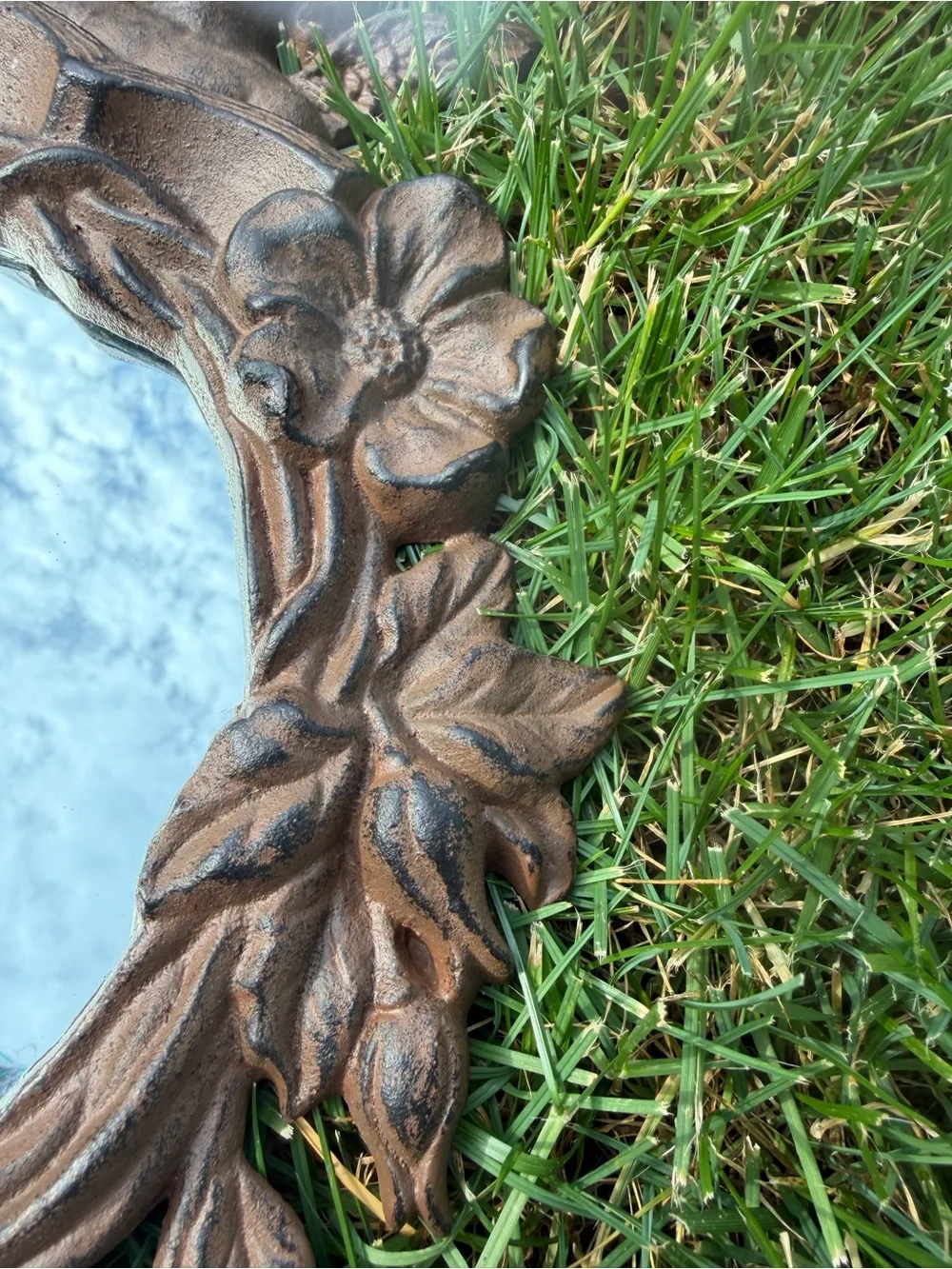 Cast Iron Cherub with Flowers- Mirror
